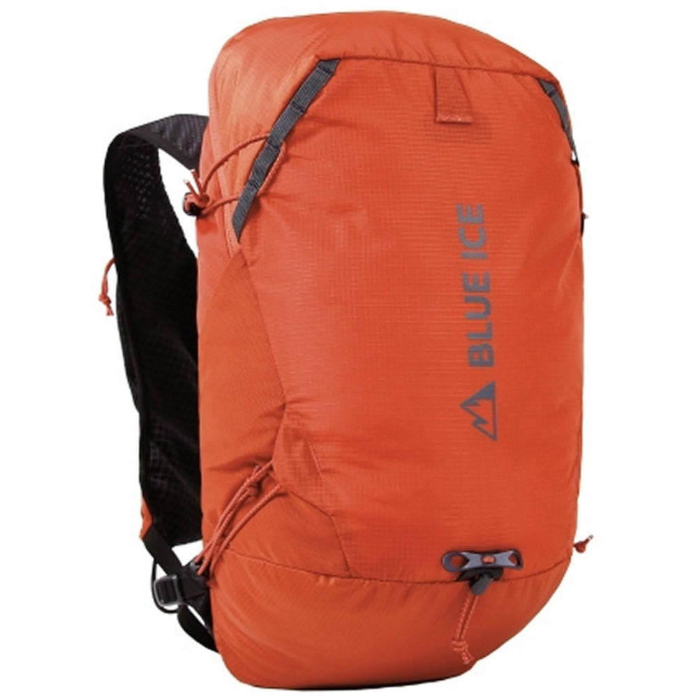 Blue Ice Reach Pack 15L front view with vest-style carry for fast alpine ascents