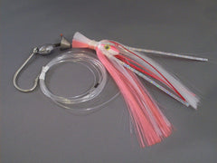 Blue Water Candy skirted Ballyhoo rig in pink and white for offshore trolling.