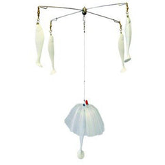 Blue Water Candy umbrella parachute rig with 4 arms in white for broad water visibility