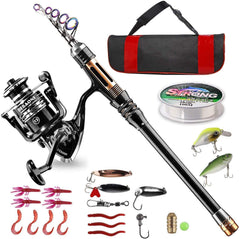 BlueFire Fishing Rod Kit assembled, a complete starter set for on-the-go anglers
