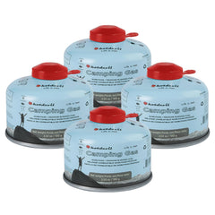 BlueFire isobutane fuel canister with a leak-free cap for safe transport
