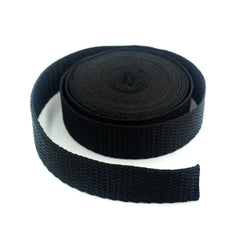 Bluemoona 10 yards polypropylene webbing in black for durable bags and DIY projects.