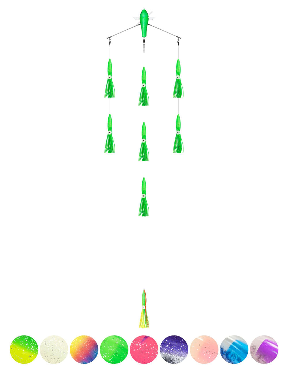 BLUEWING 18in spreader bar starboard walker green improves lure spread for big game trolling