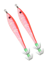 BlueWing squid jig hook head close-up showing red/red color and double-layered stainless steel