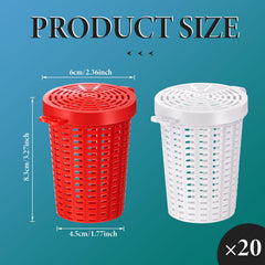 Set of 20 red and white bait cages for fishing