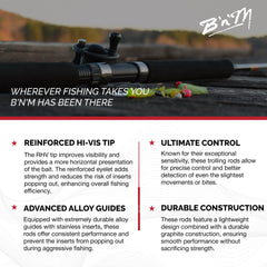 B&M PST122 12ft trolling rod grip close-up showing comfortable handle