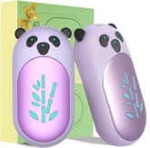 BOANKODU panda hand warmers front purple for cozy warmth on cold days.