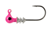 Bobby Garland Crappie Pro jig heads in pink, designed for precise shooting under docks and overhangs.