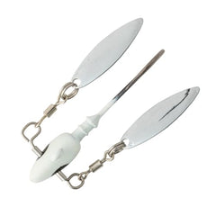 Bobby Garland Head Turn'R jig head showing twin blades for 360-degree action.
