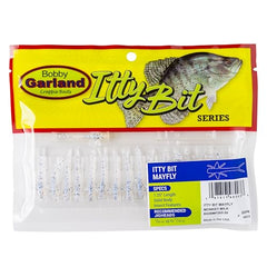 Bobby Garland Itty Bit Mayfly forked-tail detail highlights realistic profile.