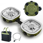 BODEGA 2 burner stove folded for portability, ideal for camping