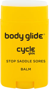 BodyGlide Cycle Glide Balm stick applying to skin for chafing prevention.