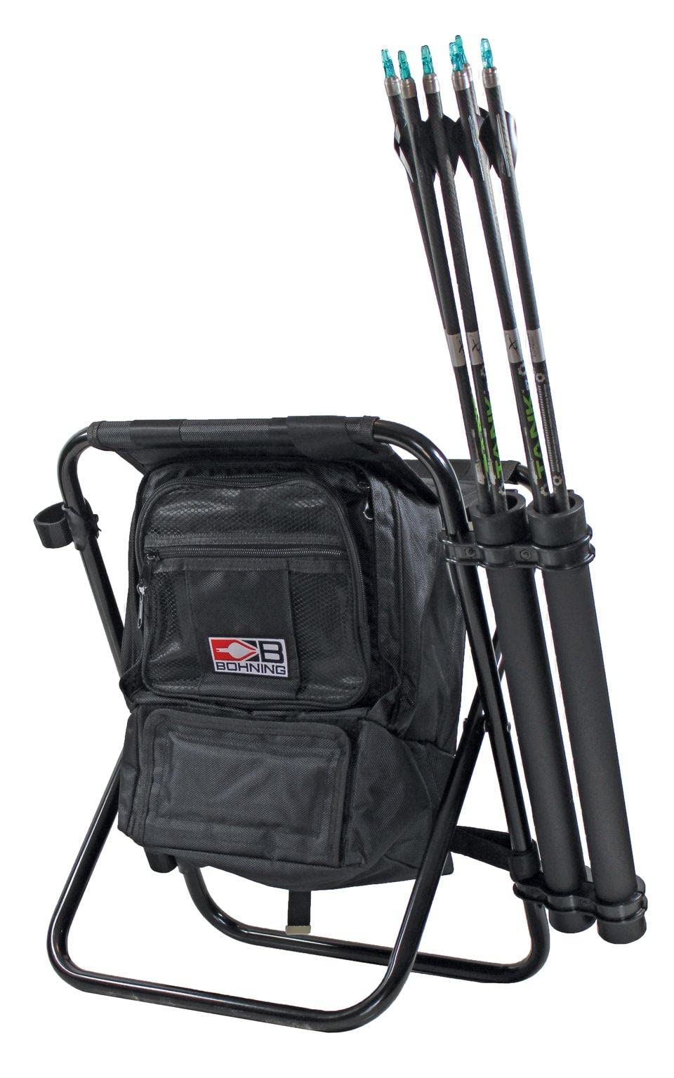 Bohning Complete Shooter Stool Black with built-in cooler for on-site refreshments.