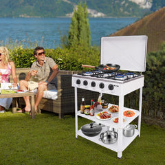 Close-up of Bokknppo burners showing precise control for outdoor cooking
