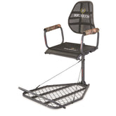 Bolderton Deluxe Hang-On Tree Stand seat adjustment for customized comfort during long hunts.