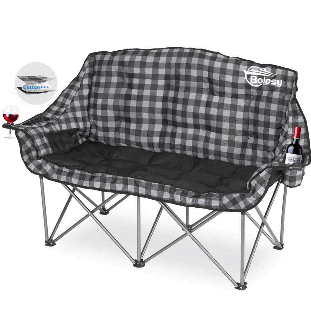 Bolosy padded double camping chair folded for easy transport and storage