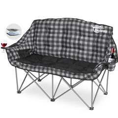 Bolosy padded double camping chair folded for easy transport and storage