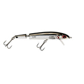 BOMBER Jointed Wake Minnow chrome-black-back triggers surface bites.