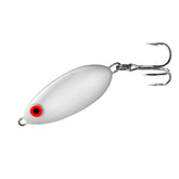 Bomber Slab Spoon Lure White 1 1/4 oz, side view for deep-water reach.