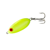 BOMBER Slab Spoon Yellow front view, highlighting multi-species appeal and fast sinking action.