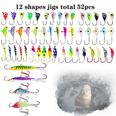Close-up of sharp carbon steel jig head for ice fishing