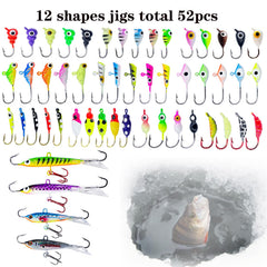 Close-up of glow-in-the-dark ice fishing jig heads