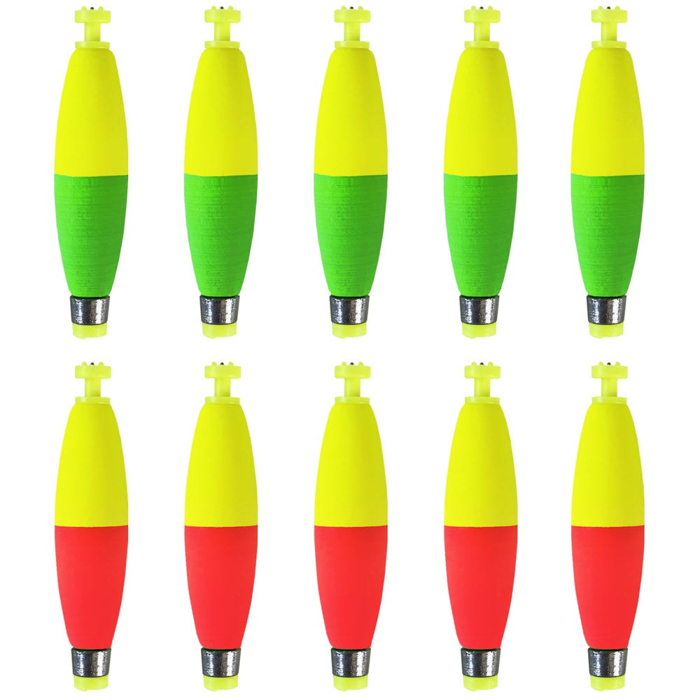 Bombite weighted fishing bobbers 2.5 inch cigar shape EVA foam snap-on float - 10 pack, image 1