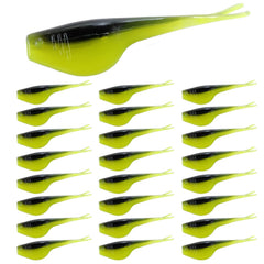Bombite Crappie Baits Split-Tail soft plastic lures 2in pack, front view