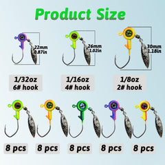 Jig heads stored in a portable storage case