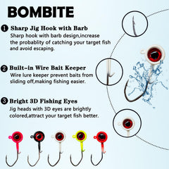Crappie jig heads with 3D eyes and vibrant colors