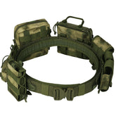 BOMTURN tactical battle belt front view shows MOLLE outer belt for duty gear.