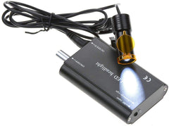 BoNew head lamp mounted on a loupe for detailed inspection in low light.
