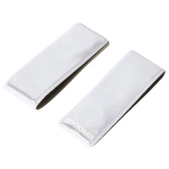Bookman Urban Visibility clip-on reflectors attached to clothing for high visibility.
