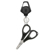 Booms Fishing braided line scissors with Zinger retractor in black