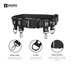 Nylon webbing and belt design on Booms FB2 wade belt