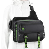 Front view of Booms Fishing IB1 Tackle Storage Bag with lures operation tray