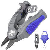 Booms Fishing Line Cutter with Retractor serrated blade close-up for clean braided line cuts.