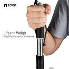 Spring scale inset showing 24 kg / 52 lb capacity