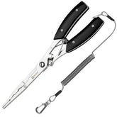 Booms Fishing Pliers Hook Remover 8 Inch Long-Nose with Coiled Lanyard