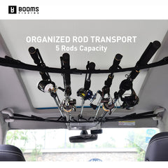 Close-up of adjustable strap system securing rods in Booms VRC Carrier