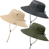 Three Boonie sun hats in Dark Grey, Khaki, and Army Green – front view
