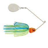Booyah Covert spinnerbait head with concave design for true tracking.