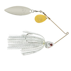 Booyah J.C. Covert tandem spinnerbait with white/silver scale for bass attraction
