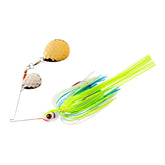 Booyah Tux and Tails Citrus Shad with Colorado honeycomb blades delivering flash and vibration.