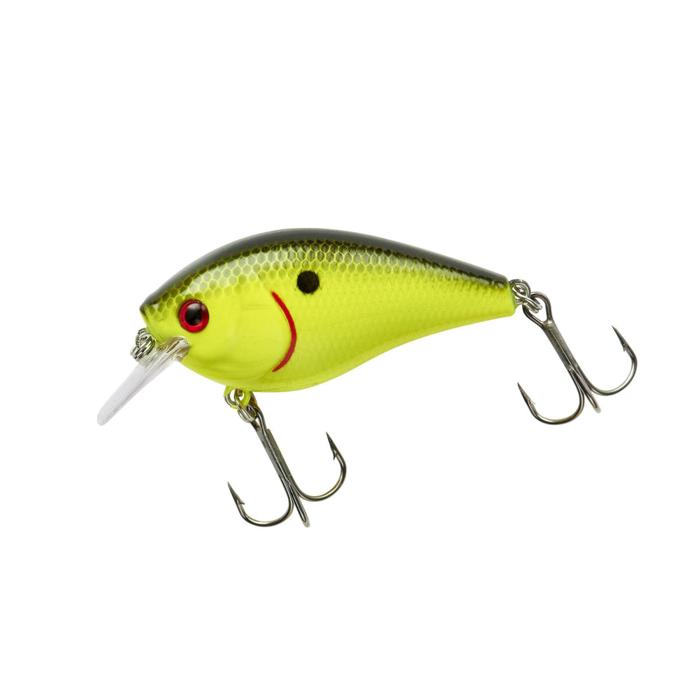 Booyah XCS silent crankbait in black chartreuse gliding through water with reduced snagging for cover