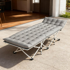 bop folding camping bed in carry bag illustrates portable space-saving design