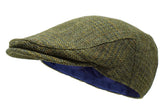 Borges & Scott Galway flat cap front view in country green for coastal wear.