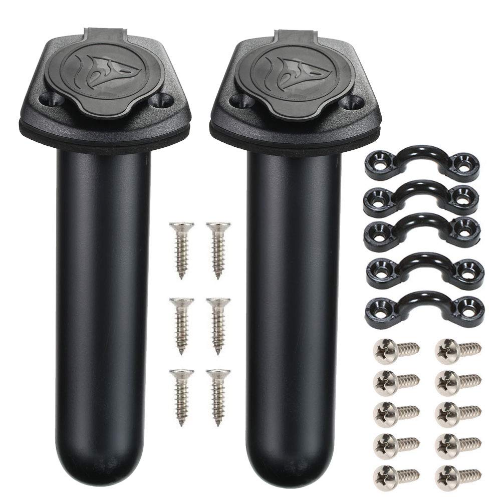 Borogo 2-pack kayak deck flush mount rod holders installed on a boat