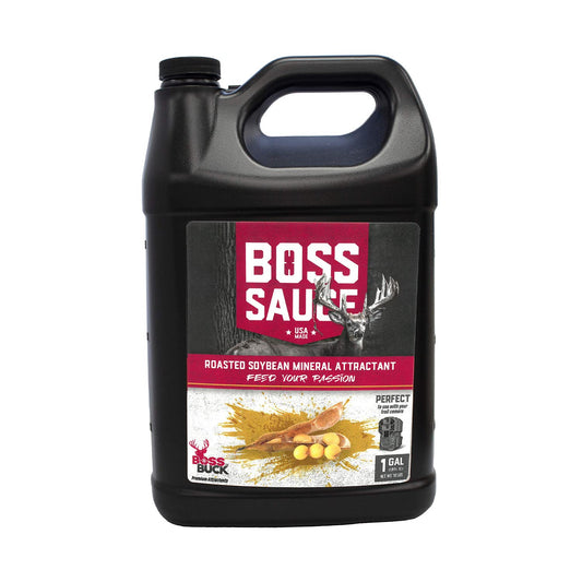 Boss Sauce Roasted Soybean liquid mineral for deer bottle, 1 gallon
