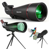 BOSTRON 25-75x100 angled spotting scope view highlighting wide field for birding